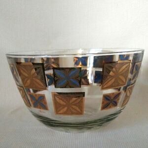 Large Cera Cora Gold n Blue MCM Serving Bowl 9in
